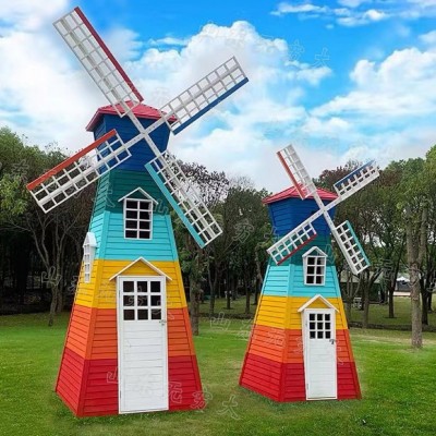 户外大型防腐木荷兰风车 可再生文化象征旅游景点风车建筑 风车节图2