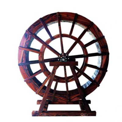 户外大型落地流水摆件 防腐木旋转水车 景区农家乐网红景观工程图4