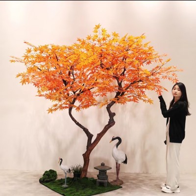 红枫树仿真树大型假树造景禅意庭院工程装饰造型枫叶植物景观橱窗