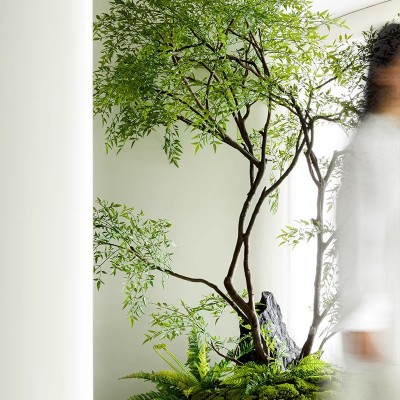 高端南天竹仿真绿植室内造景楼梯橱窗装饰落地摆件北欧风仿生假树图4