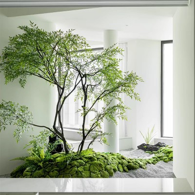 高端南天竹仿真绿植室内造景楼梯橱窗装饰落地摆件北欧风仿生假树图2