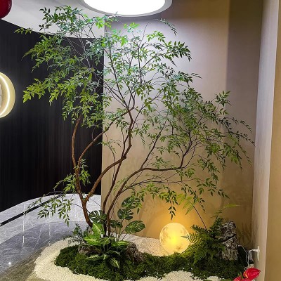 高端南天竹仿真绿植室内造景楼梯橱窗装饰落地摆件北欧风仿生假树图3