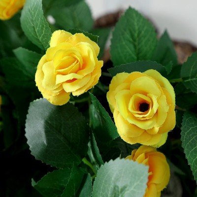 仿真玫瑰花壁挂花藤家居装饰摆件 假花吊花客厅挂墙绢布仿真花篮图5