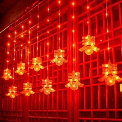 春节装饰新年布置红灯笼灯串户外防水庭院窗帘灯场景氛围结婚装饰图4