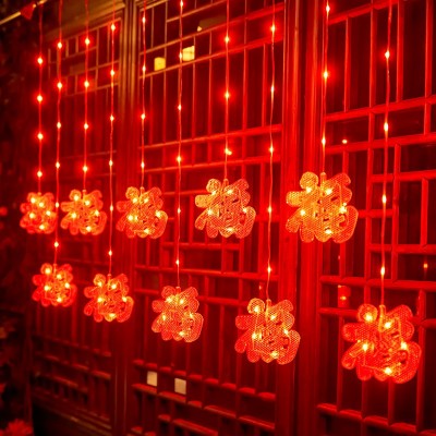 春节装饰新年布置红灯笼灯串户外防水庭院窗帘灯场景氛围结婚装饰图2