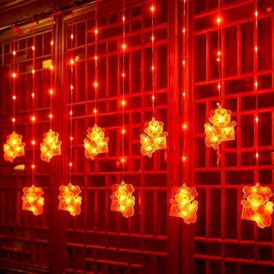 春节装饰新年布置红灯笼灯串户外防水庭院窗帘灯场景氛围结婚装饰图3