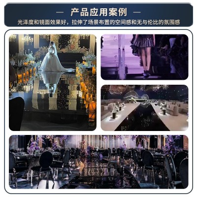 黑色镜面地毯 婚庆反光婚礼t台舞台结婚布置镜面地毯不碎镜镜面纸图3