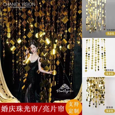 新款镜面亮片雨丝帘门帘客厅卧室橱窗婚庆家居舞台背景帘吊顶挂件图3