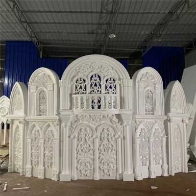 新款婚礼婚庆道具舞台泡沫城堡屋檐道具制作婚庆户外布置道具路引图2