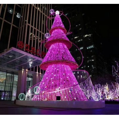 大型圣诞树商场酒店购物中心装饰大厅装饰圣诞节美陈景观吊饰图2