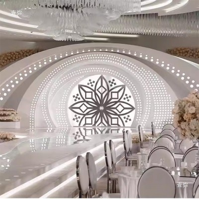 新款婚庆道具铁艺发光雕刻拱门气吞山河舞台立体多层装饰造型灯箱图2