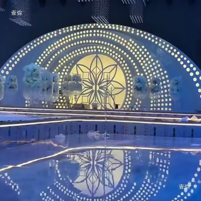 新款婚庆道具铁艺发光雕刻拱门气吞山河舞台立体多层装饰造型灯箱图5