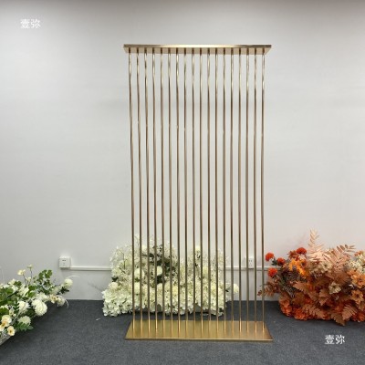 婚庆道具镀金铁艺线条屏风长方框婚礼舞台装饰背景几何花架摆件图4