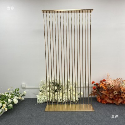 婚庆道具镀金铁艺线条屏风长方框婚礼舞台装饰背景几何花架摆件图2
