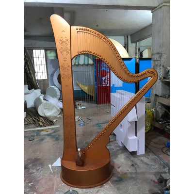 景观新款小品仿真婚庆装饰布置舞台配景橱窗摆放美陈竖琴道具图4