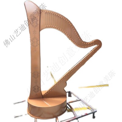 景观新款小品仿真婚庆装饰布置舞台配景橱窗摆放美陈竖琴道具图5