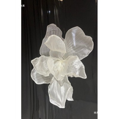 珠光纱风琴纱褶皱欧根纱手工纱花艺婚礼背景装饰婚庆舞台造型面料图3