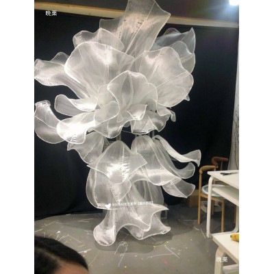 珠光纱风琴纱褶皱欧根纱手工纱花艺婚礼背景装饰婚庆舞台造型面料图4