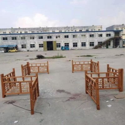 木纹中式婚庆道具楼梯扶手栏杆橱窗舞台装饰影楼围栏木制美陈图3