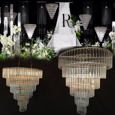 新款婚庆亚克力多层水晶冰条吊灯酒店吊顶挂件舞台布置创意道具图2