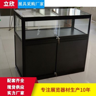 厂家直供黑色珠宝展示柜 展览展会柜台商场折叠铝合金玻璃展示柜图2