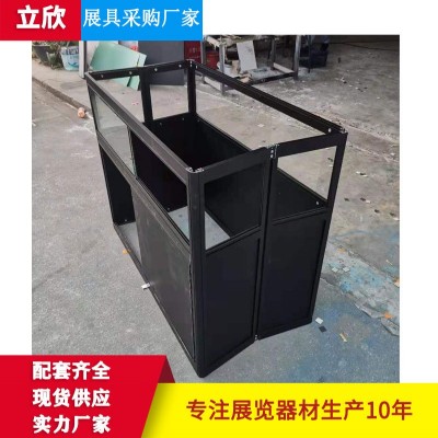 厂家直供黑色珠宝展示柜 展览展会柜台商场折叠铝合金玻璃展示柜图3