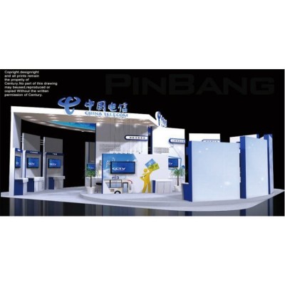 展台搭建，店面设计装修，展览展台设计搭建-中国电信展会案例图2