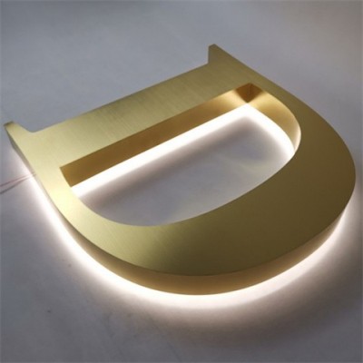 制作高脚背发光字 钛金背不锈钢包边led背光字