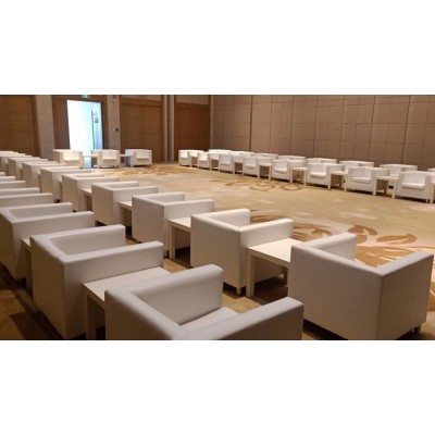 单人沙发 皮质白色黑色座位租赁 会议活动沙发出租图2