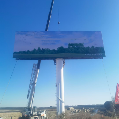 三面翻 路边单立柱定制 高炮广告牌案例 广告塔擎天柱安全 明晟图2