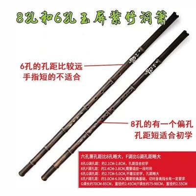 中国古风玉屏紫竹洞箫6孔8孔洞萧 G调F调初学入门学生一节长箫图4