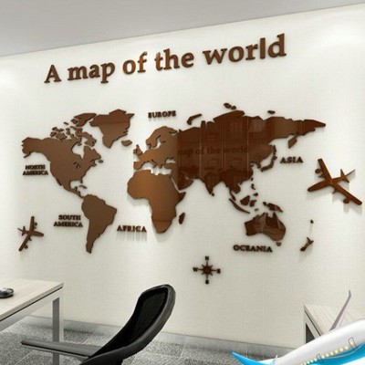 世界欧版欧洲外贸版wordmap trip 3d亚克力立体墙贴图2