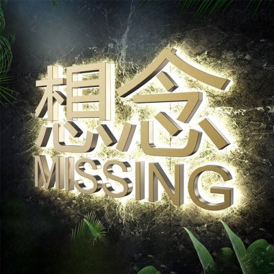 户外商店不锈钢发光字招牌亚克力广告牌公司前台背景墙金属字批发图2