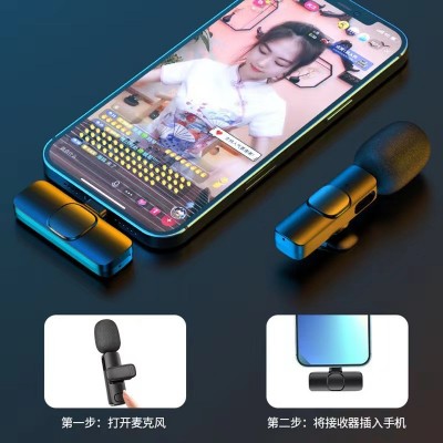 跨境热销款无线领夹麦克风 K1K9J13一拖二直播收音无线领夹麦克风图2