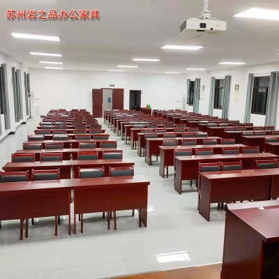 双人会议桌条形桌油漆培训桌实木贴皮长桌批发会议室桌椅组合现代图3