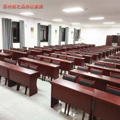 双人会议桌条形桌油漆培训桌实木贴皮长桌批发会议室桌椅组合现代图4
