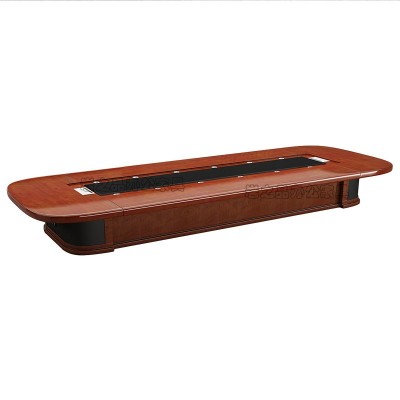 大型会议桌长桌椭圆形会议室商务会议办公桌油漆洽谈桌椅组合实木图4