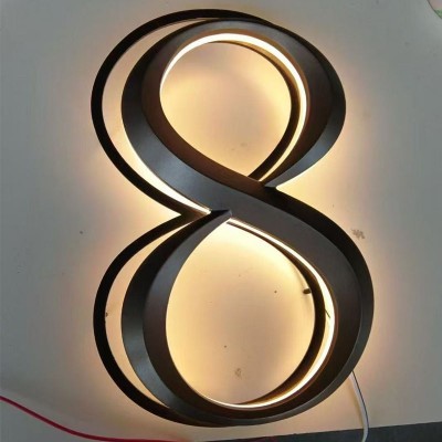 户外门头广告牌亚克力字不锈钢门头招牌户外背发光立体发光字