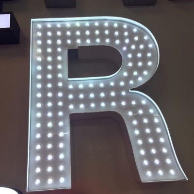 招牌门头不锈钢led发光字点阵铁皮烤漆字铝板冲孔楼顶大字图2