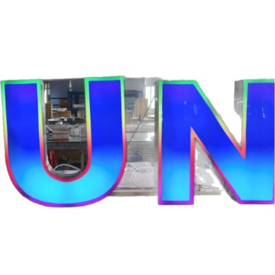 跨境专供炫彩发光字招牌门头幻彩不锈钢变色七彩动态广告 牌商用图4