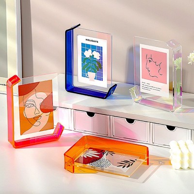 网红爆款L型双面透明亚克力相框6寸7寸高级感水晶照片框画框批发