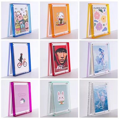彩色双面透明亚克力相框定制 卧室墙壁写真相片摆台框画画裱装框