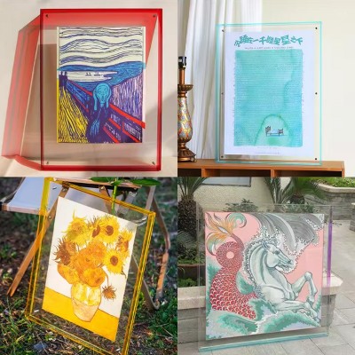 彩色双面透明亚克力相框定制 卧室墙壁写真相片摆台框画画裱装框图3