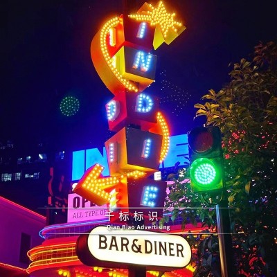 景区单柱路牌标识牌导向牌指示牌户外引路打卡牌广告牌商用灯箱图2