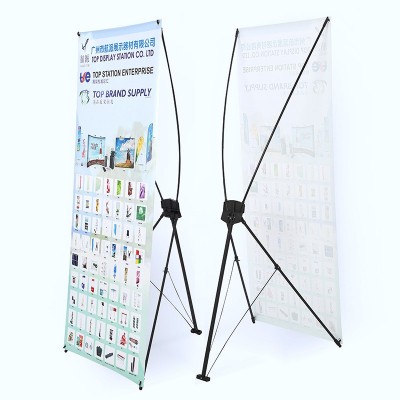 HPAI 磨砂黑防风铁质X架餐厅门店地推广告落地海报展架 X展架