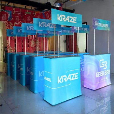 新促销台折叠灯箱户外移动灯箱桌外贸升降架子摆摊桌子快幕秀前台图5