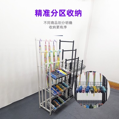厂家直销大容量超市商场折叠摆摊雨伞展示架多功能移动收纳架滑轮图3