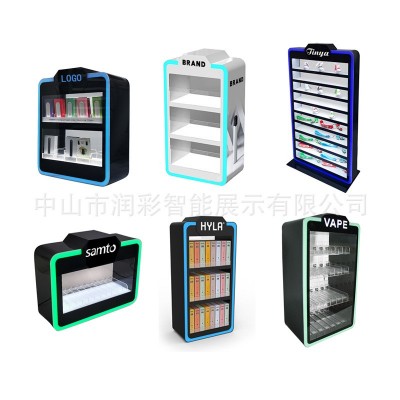 跨境亚克力口含烟鼻烟圆形盒展示架雾化器发光烟弹烟杆陈列 展示柜