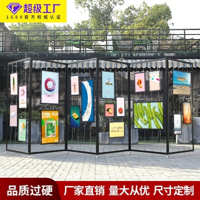 折叠书画展板幼儿园书法作品屏风展览板美术字画摄影展示架八棱图3