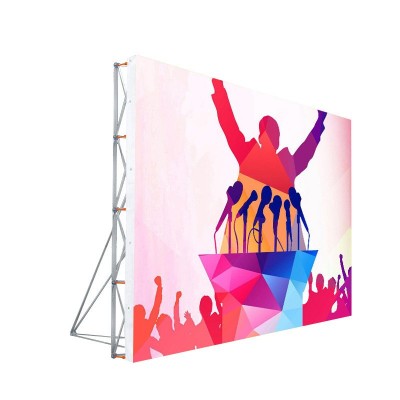 户外折叠拉网便携背景墙展示架海报签名墙会议签到处广告 喷绘展架图5